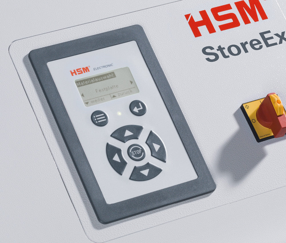 HSM StoreEx HDS 230 0.78 x 1.5-2 with Discharge conveyor belt H-5